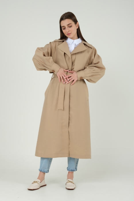Thick Placket Trenchcoat Light Camel