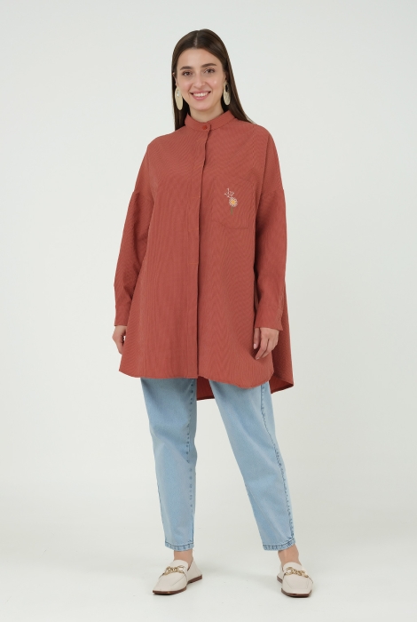 Broidery Detailed Tunic Brick-Red 