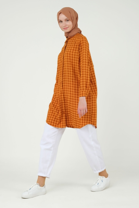 Checkered Basic Shirt Orange 