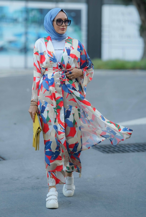Lilyum Desenli Kimono