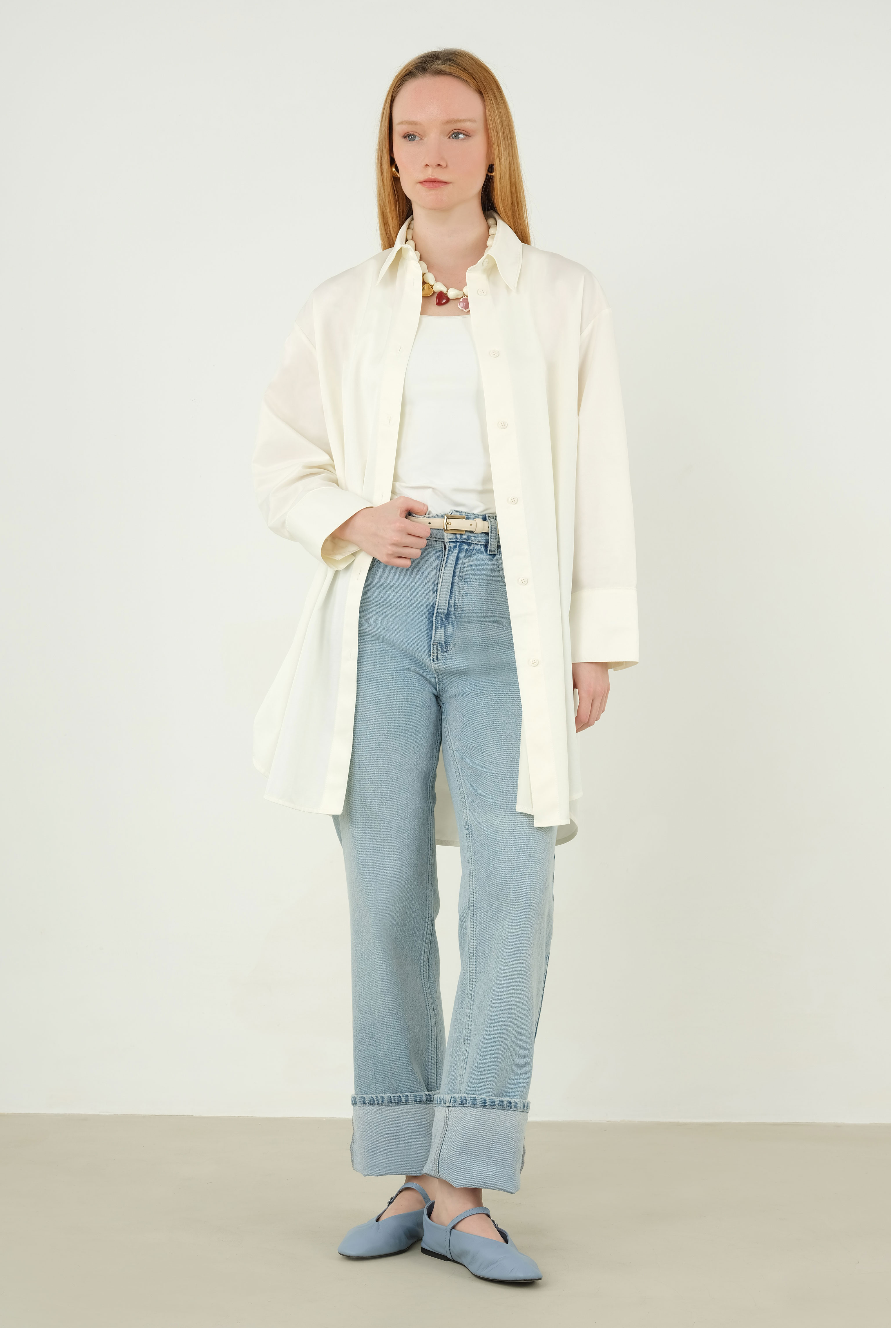 Poplin Gömlek 90 cm Ekru