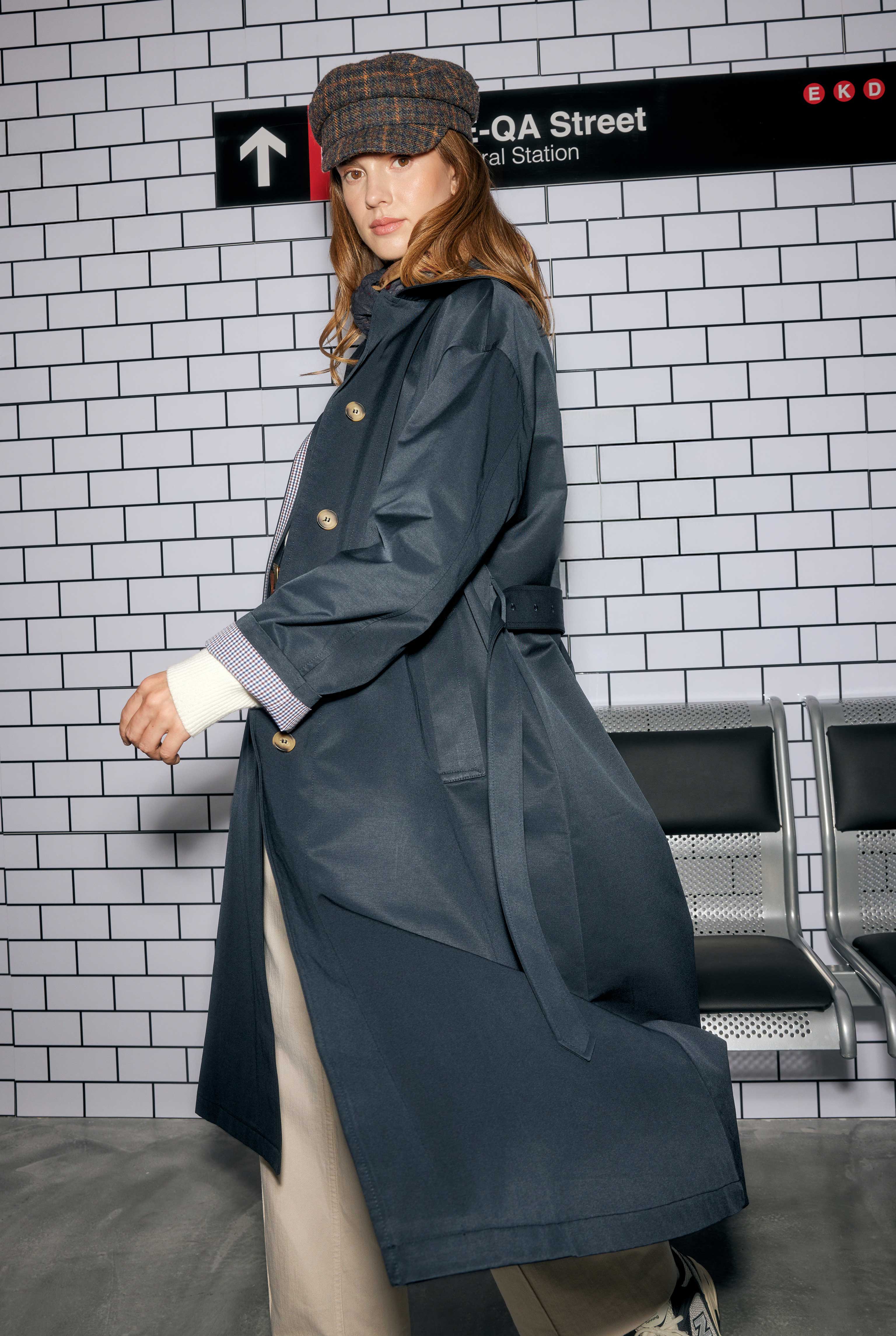 Minimal Trençkot Lacivert