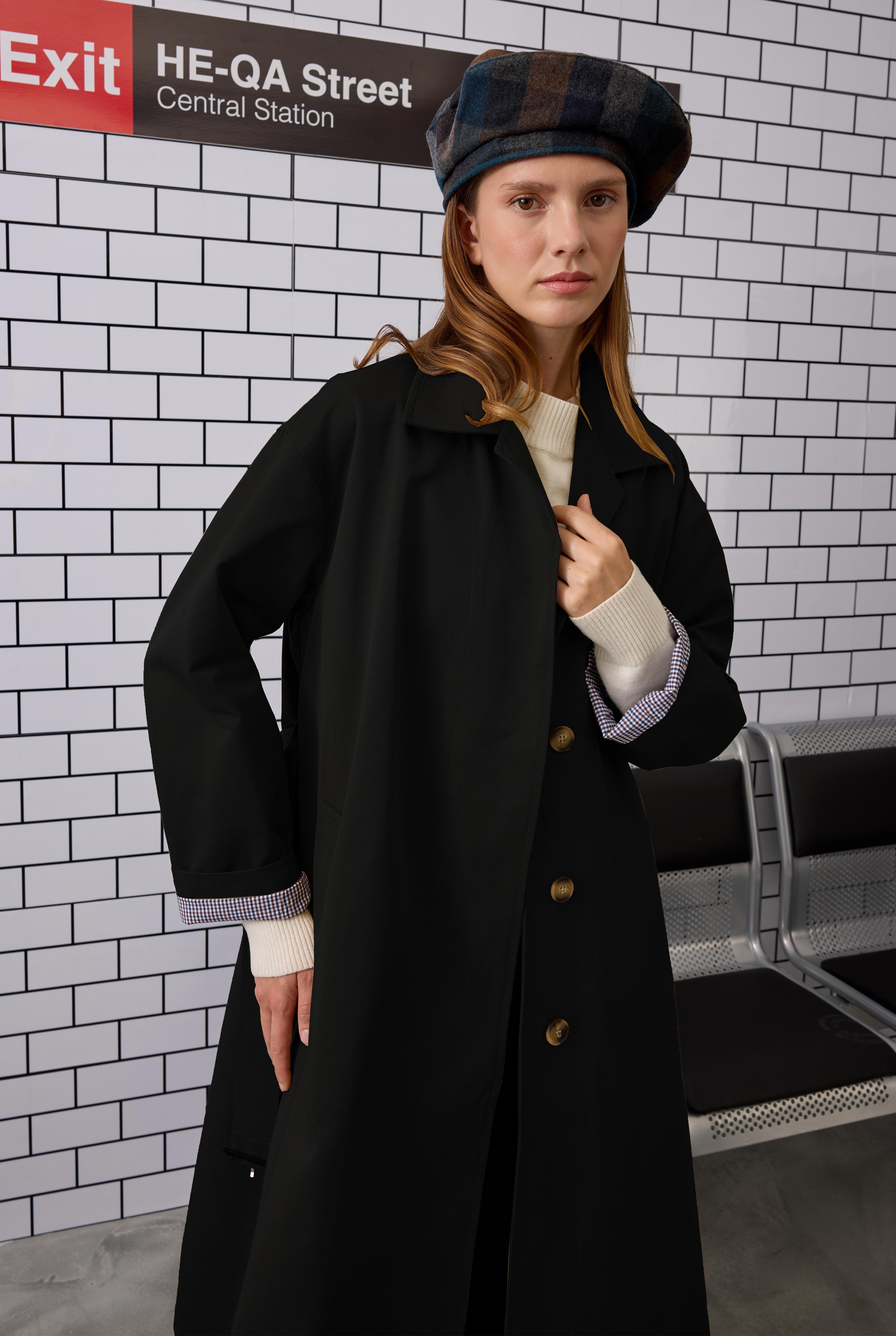 Minimal Trençkot Siyah