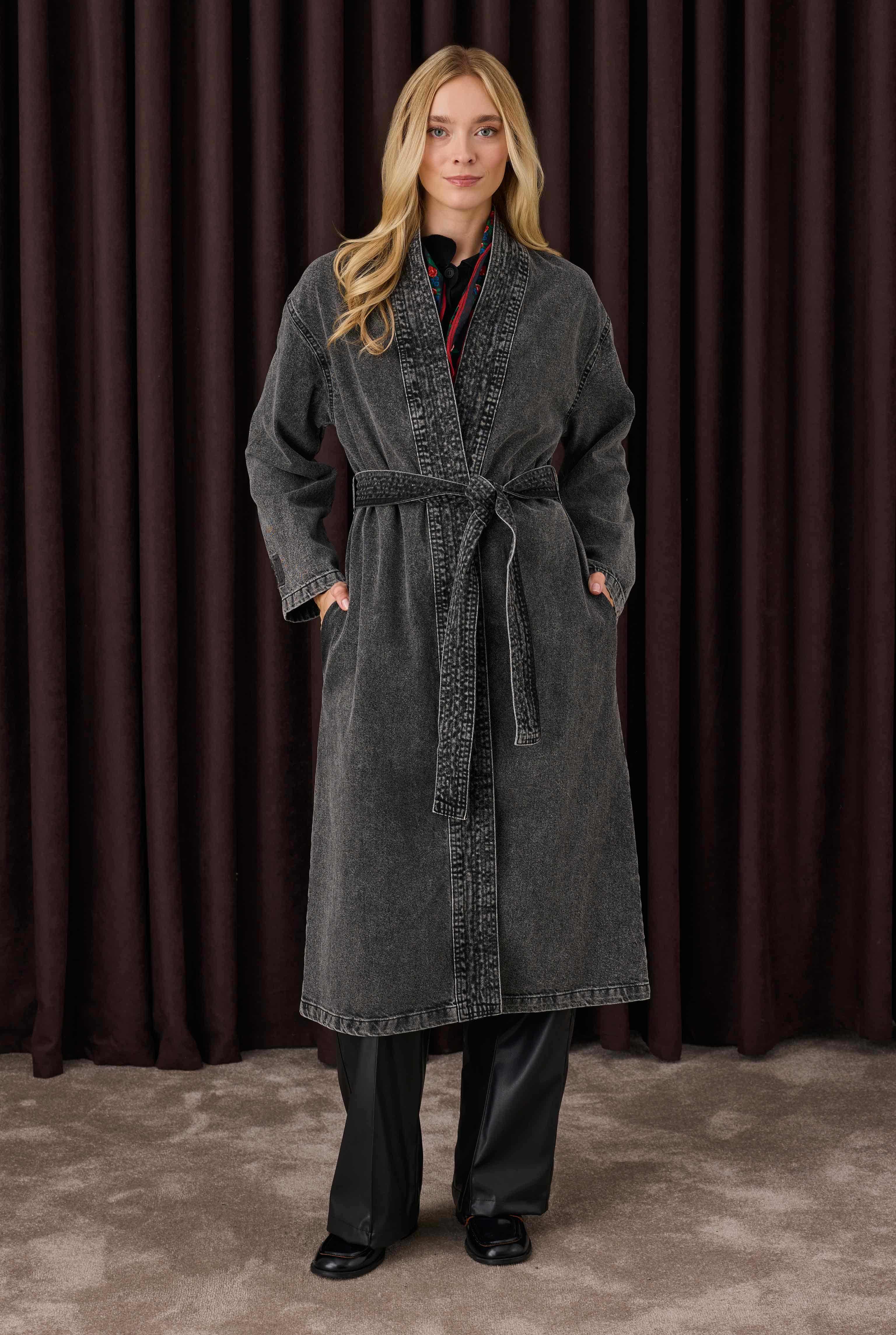 Denim Trençkot Antrasit