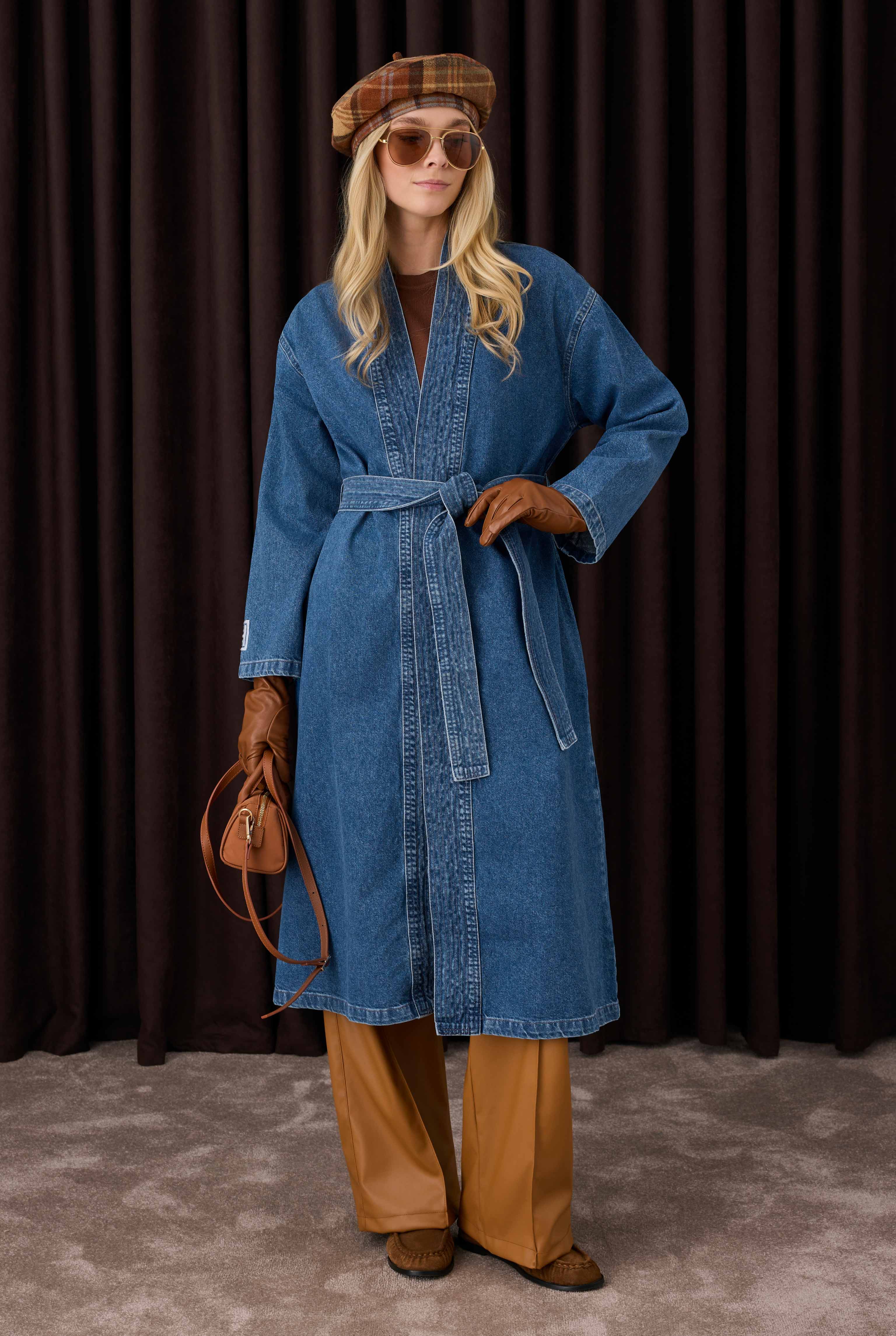 Denim Trençkot Mavi