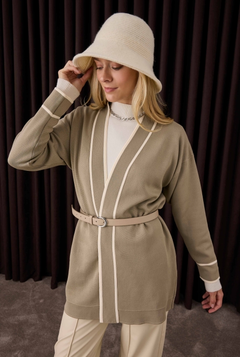Lane Detailed Cardigan Mink-Bone - HE-QA