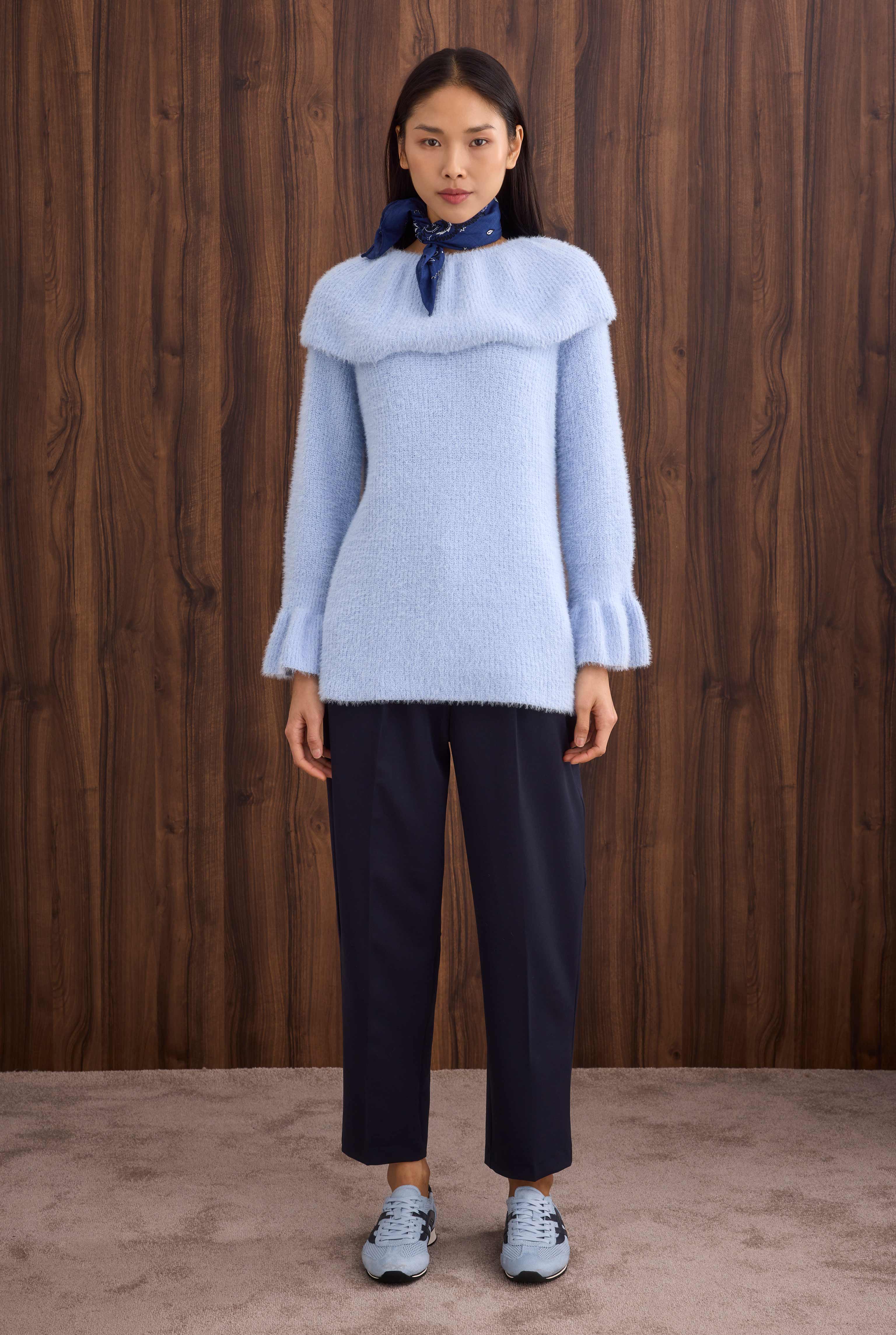 Yaka Detaylı Kazak Aqua