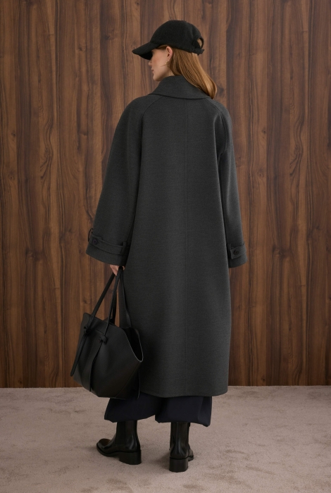 Collar Detailed Coat Anthracite - HE-QA