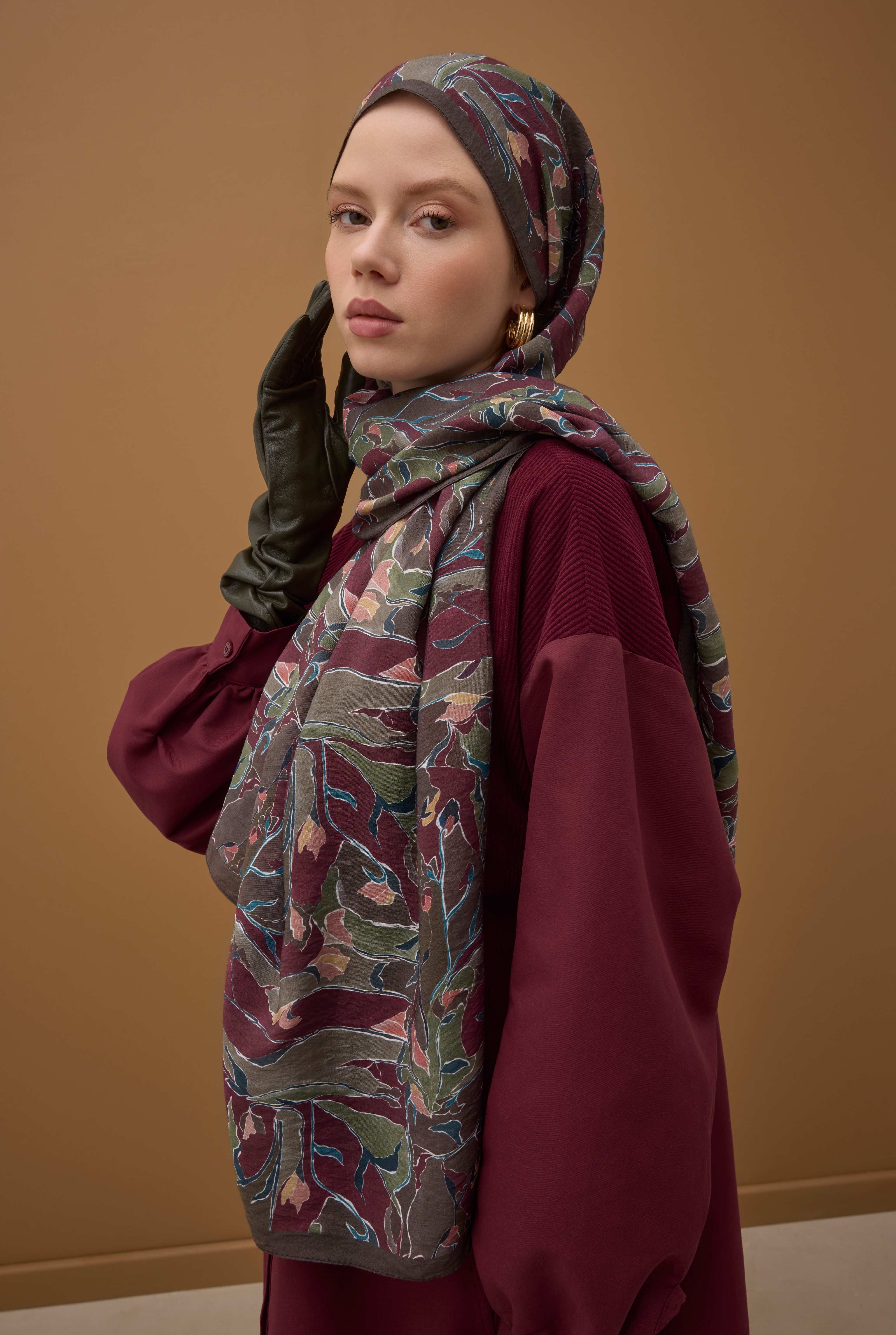 Frame Bloom Şal Bordo