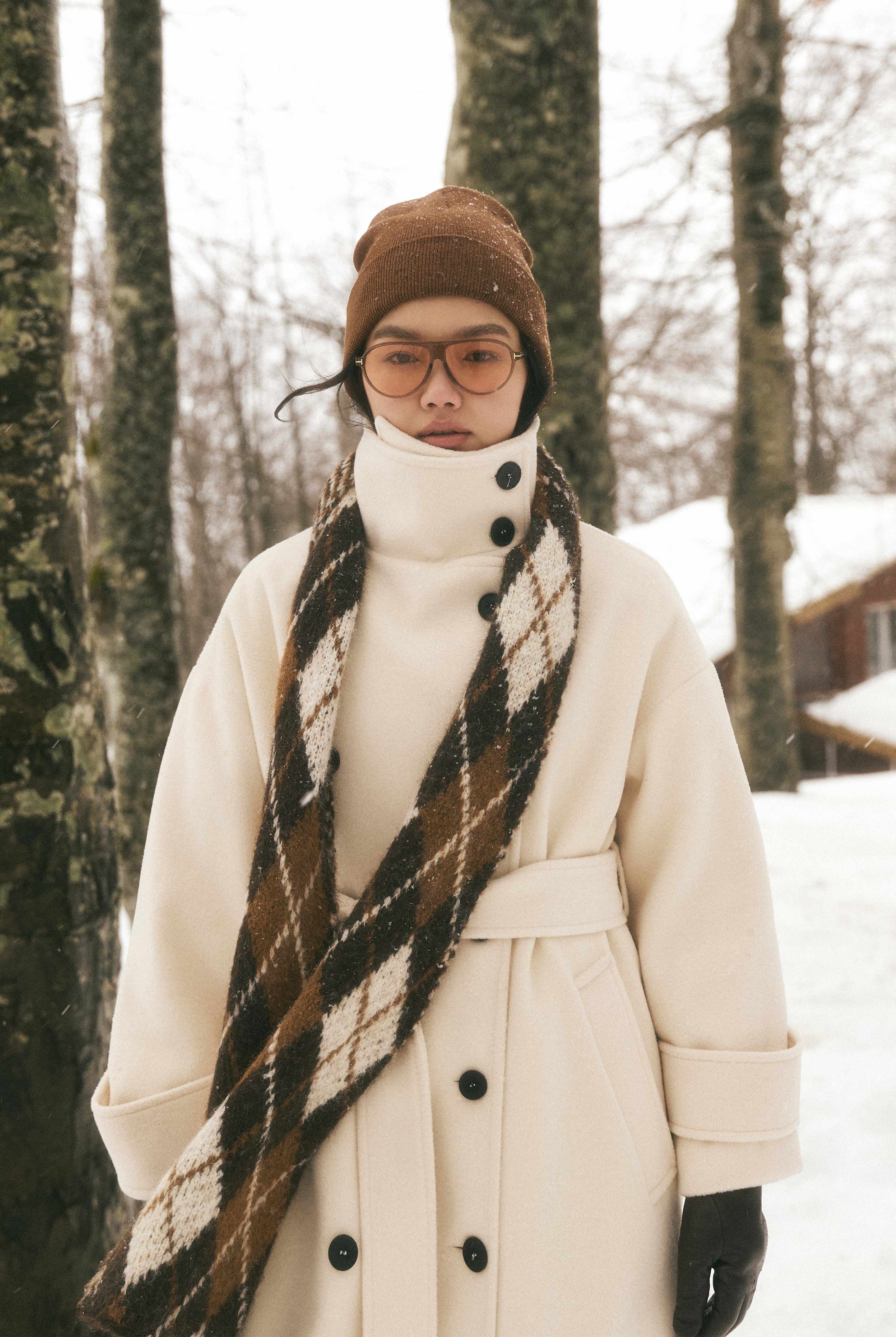 Funnel Neck Uzun Kaban Ekru