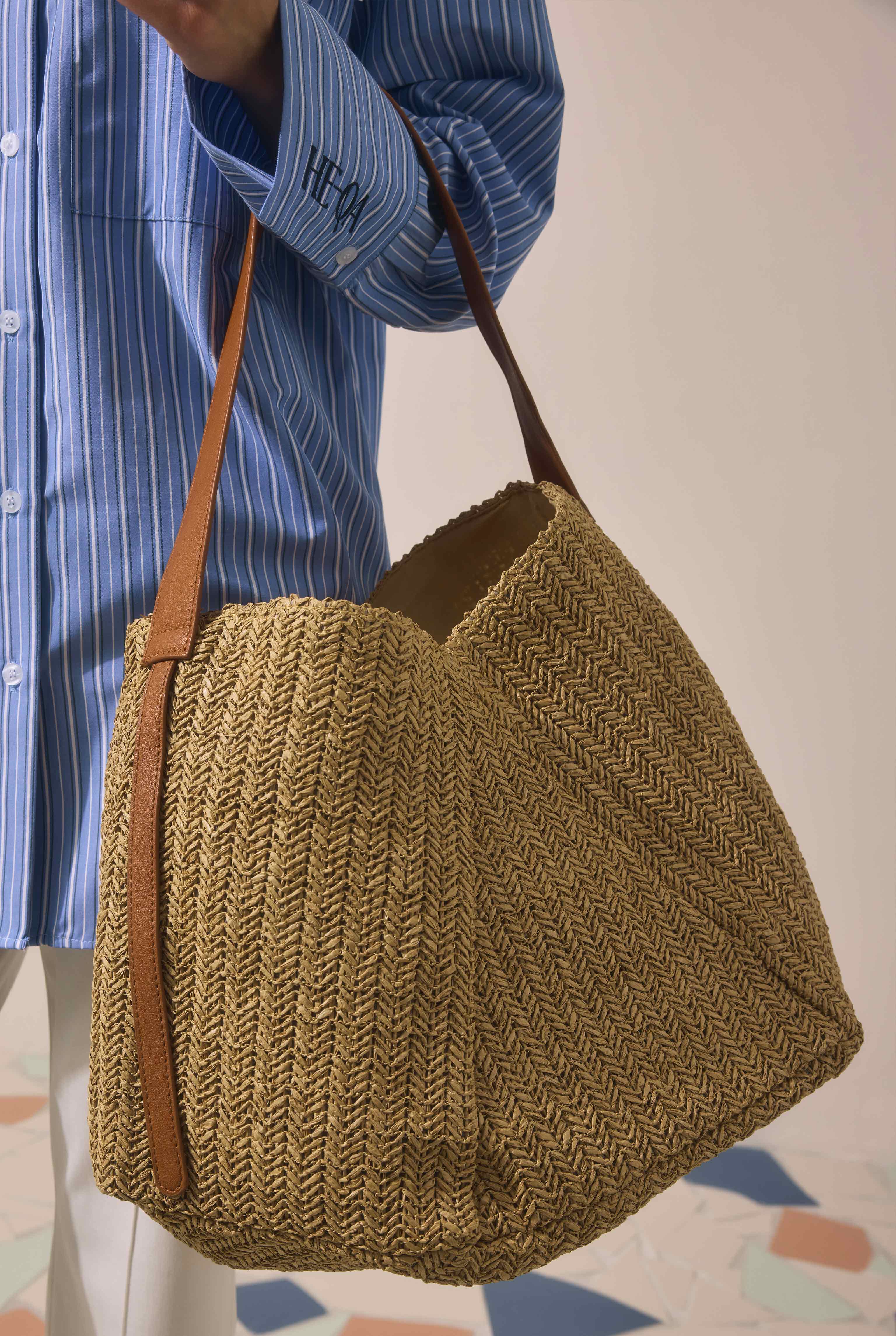 Hasır Tote Çanta Camel