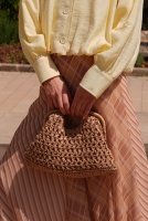 Hasır Clutch Çanta Camel