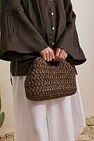 Hasır Clutch Çanta Kahverengi - HE-QA